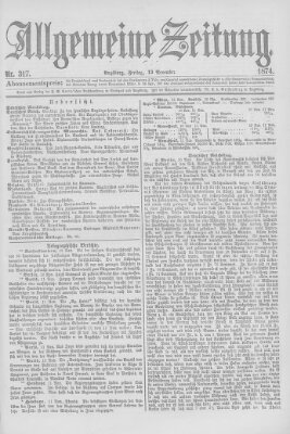 Allgemeine Zeitung Freitag 13. November 1874