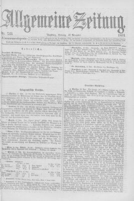 Allgemeine Zeitung Sonntag 29. November 1874