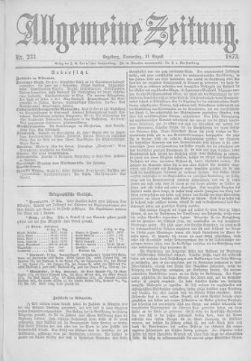 Allgemeine Zeitung Donnerstag 21. August 1873