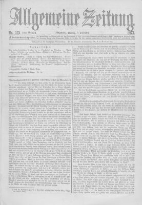 Allgemeine Zeitung Montag 1. Dezember 1873