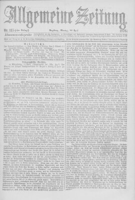 Allgemeine Zeitung Montag 24. April 1876