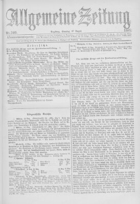 Allgemeine Zeitung Sonntag 27. August 1876
