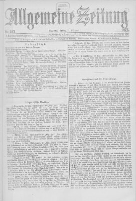Allgemeine Zeitung Freitag 1. September 1876
