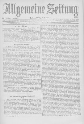 Allgemeine Zeitung Montag 4. Dezember 1876