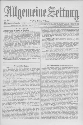 Allgemeine Zeitung Dienstag 16. Januar 1877
