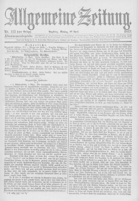 Allgemeine Zeitung Montag 23. April 1877