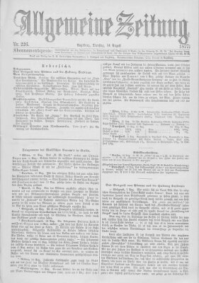 Allgemeine Zeitung Dienstag 14. August 1877