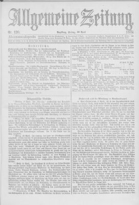 Allgemeine Zeitung Freitag 30. April 1875