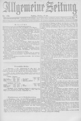 Allgemeine Zeitung Dienstag 13. Juli 1875