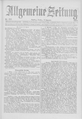 Allgemeine Zeitung Dienstag 14. September 1875