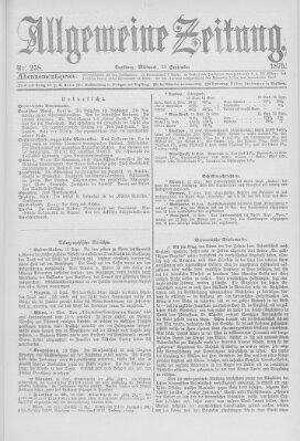 Allgemeine Zeitung Mittwoch 15. September 1875