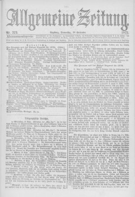 Allgemeine Zeitung Donnerstag 30. September 1875