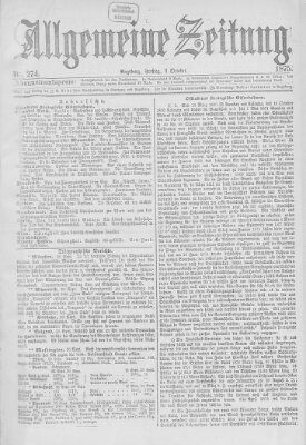 Allgemeine Zeitung Freitag 1. Oktober 1875