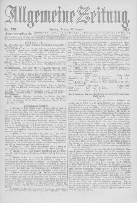 Allgemeine Zeitung Dienstag 16. November 1875