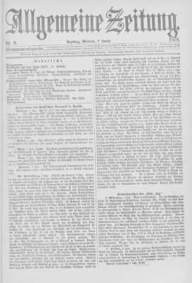 Allgemeine Zeitung Mittwoch 9. Januar 1878