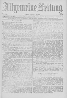 Allgemeine Zeitung Donnerstag 7. März 1878