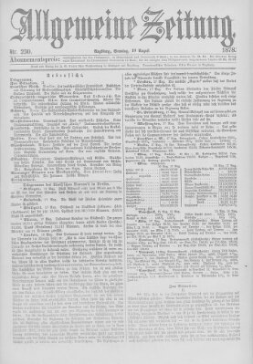 Allgemeine Zeitung Sonntag 18. August 1878