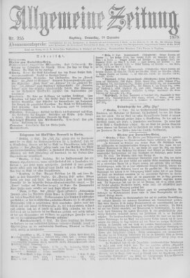 Allgemeine Zeitung Donnerstag 12. September 1878