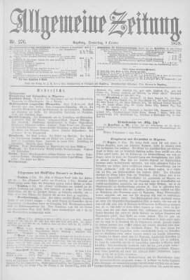 Allgemeine Zeitung Donnerstag 3. Oktober 1878