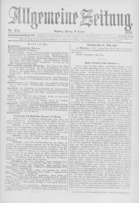Allgemeine Zeitung Freitag 11. Oktober 1878