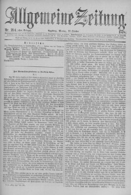 Allgemeine Zeitung Montag 21. Oktober 1878