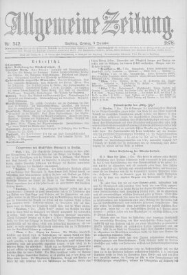 Allgemeine Zeitung Sonntag 8. Dezember 1878