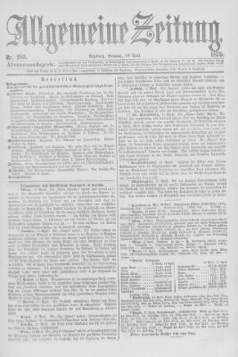 Allgemeine Zeitung Sonntag 13. April 1879