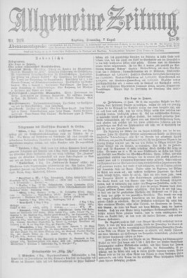 Allgemeine Zeitung Donnerstag 7. August 1879