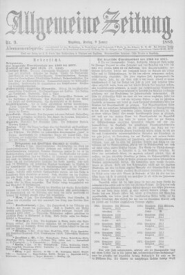 Allgemeine Zeitung Freitag 9. Januar 1880