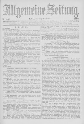 Allgemeine Zeitung Donnerstag 2. September 1880