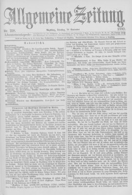 Allgemeine Zeitung Dienstag 14. September 1880