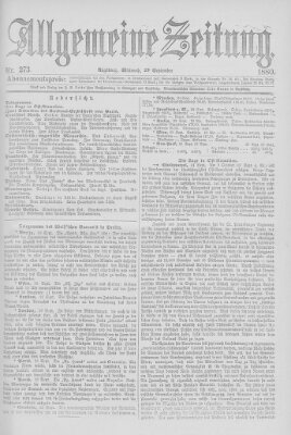 Allgemeine Zeitung Mittwoch 29. September 1880