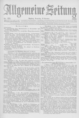 Allgemeine Zeitung Donnerstag 18. November 1880