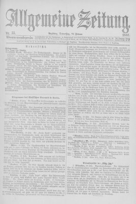 Allgemeine Zeitung Donnerstag 24. Februar 1881