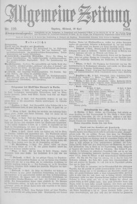 Allgemeine Zeitung Mittwoch 20. April 1881