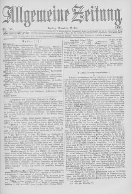 Allgemeine Zeitung Samstag 25. Juni 1881