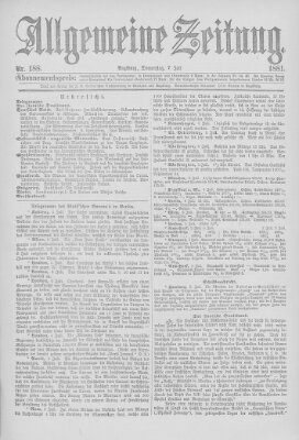 Allgemeine Zeitung Donnerstag 7. Juli 1881