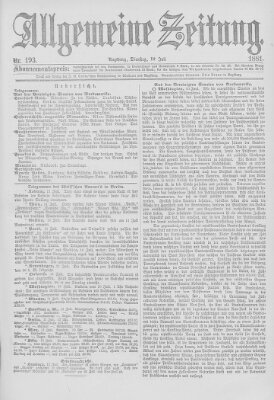 Allgemeine Zeitung Dienstag 12. Juli 1881