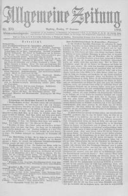Allgemeine Zeitung Dienstag 27. September 1881