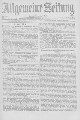 Allgemeine Zeitung Samstag 8. Oktober 1881