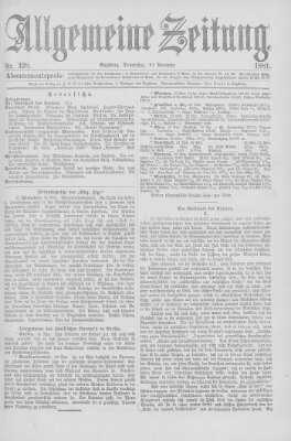 Allgemeine Zeitung Donnerstag 24. November 1881