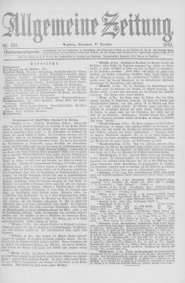 Allgemeine Zeitung Samstag 17. Dezember 1881