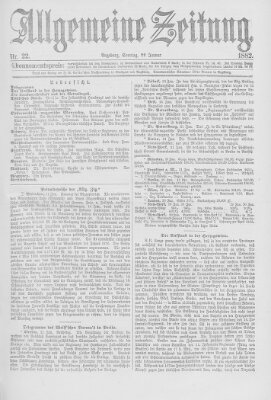 Allgemeine Zeitung Sonntag 22. Januar 1882