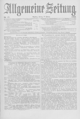 Allgemeine Zeitung Freitag 17. Februar 1882