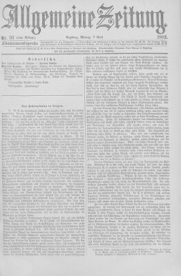 Allgemeine Zeitung Montag 3. April 1882