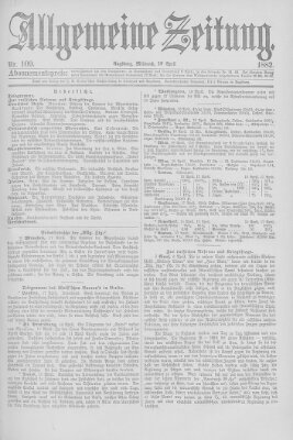 Allgemeine Zeitung Mittwoch 19. April 1882