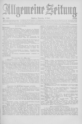 Allgemeine Zeitung Donnerstag 20. April 1882