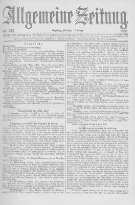 Allgemeine Zeitung Mittwoch 23. August 1882