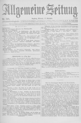 Allgemeine Zeitung Mittwoch 13. September 1882