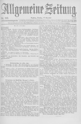 Allgemeine Zeitung Dienstag 19. September 1882